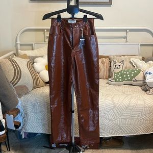 Abercrombie & Fitch- The 90s Straight, Ultra High-Rise, Faux Leather Pants NWOT
